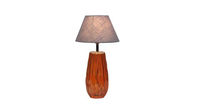 Cherry Grey Iron & Cloth Shade Table Lamp with Glass Base (Orange) by Urban Ladder - Front View Design 1 - 625533