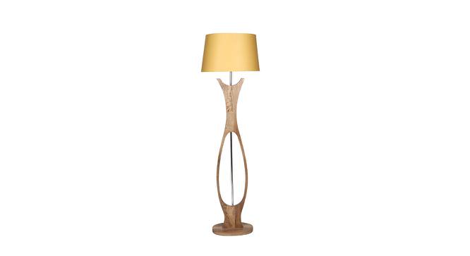 Anemone White Iron & Cloth Shade Floor Lamp with Wooden Base (Brown) by Urban Ladder - Front View Design 1 - 625539