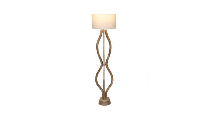 Frost Beige Iron & Cloth Shade Floor Lamp with Wooden Base (Brown) by Urban Ladder - Front View Design 1 - 625540
