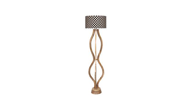 Marsh Grey Iron & Cloth Shade Floor Lamp with Wooden Base (Brown) by Urban Ladder - Front View Design 1 - 625541