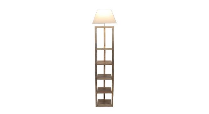 Izzie White Iron & Cloth Shade Floor Lamp with Wooden Base (Brown) by Urban Ladder - Front View Design 1 - 625557