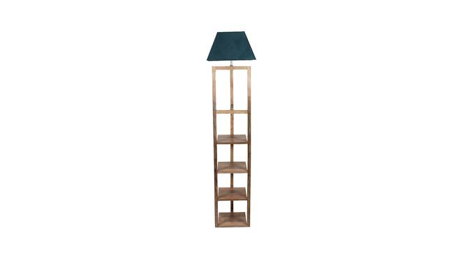 Jenna Grey Iron & Cloth Shade Floor Lamp with Wooden Base (Brown) by Urban Ladder - Front View Design 1 - 625558
