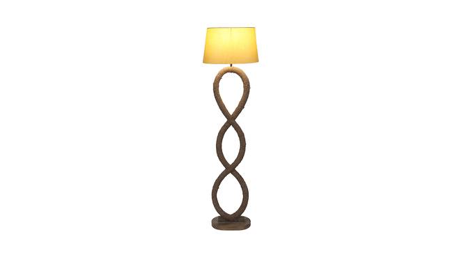 Frasier Beige Iron & Cloth Shade Floor Lamp with Wooden Base (Brown) by Urban Ladder - Front View Design 1 - 625559