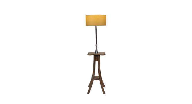 Glenn Beige Iron & Cloth Shade Floor Lamp with Wooden Base (Brown) by Urban Ladder - Front View Design 1 - 625560