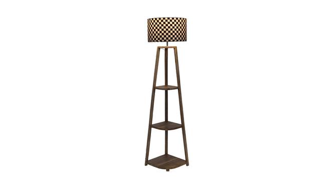 Jon Black Iron & Cloth Shade Floor Lamp with Wooden Base (Brown) by Urban Ladder - Front View Design 1 - 625562