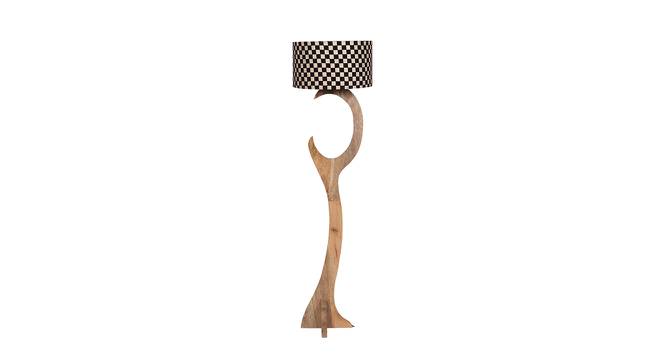 Oliver Black Iron & Cloth Shade Floor Lamp with Wooden Base (Brown) by Urban Ladder - Front View Design 1 - 625564