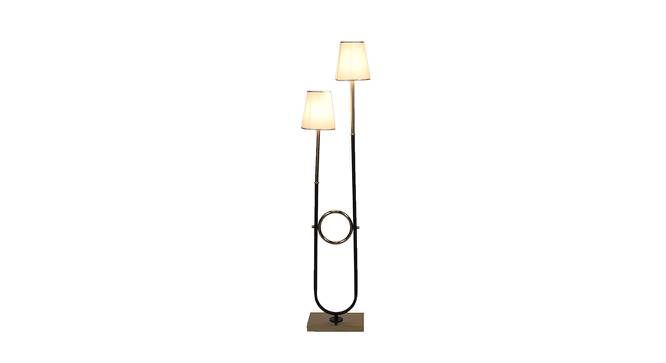 Saul White Iron & Cloth Shade Floor Lamp with Metal base (Black) by Urban Ladder - Front View Design 1 - 625566