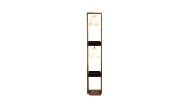 Alex White Iron & Cloth Shade Floor Lamp with Wooden Base (Brown) by Urban Ladder - Front View Design 1 - 625570