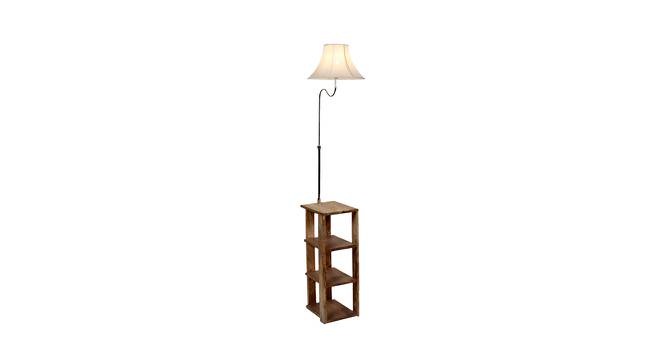 Alie White Iron & Cloth Shade Floor Lamp with Wooden Base (Brown) by Urban Ladder - Front View Design 1 - 625573