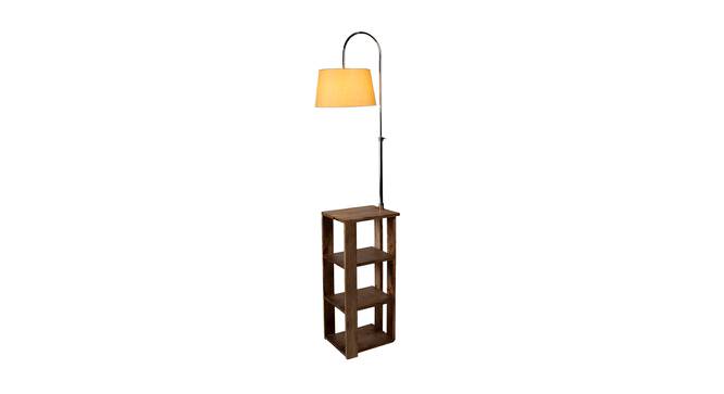 Flint Beige Iron & Cloth Shade Floor Lamp with Wooden Base (Brown) by Urban Ladder - Front View Design 1 - 625575