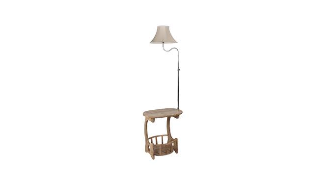 Blossom White Iron & Cloth Shade Floor Lamp with Wooden Base (Brown) by Urban Ladder - Front View Design 1 - 625576