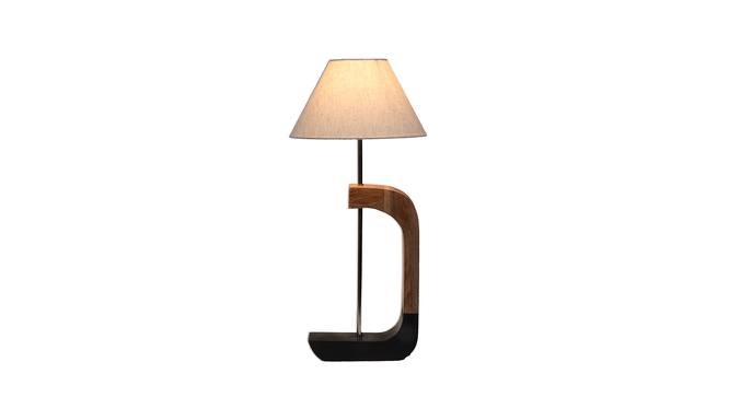 Cliff White Iron & Cloth Shade Table Lamp with Wooden Base (Brown) by Urban Ladder - Front View Design 1 - 625577
