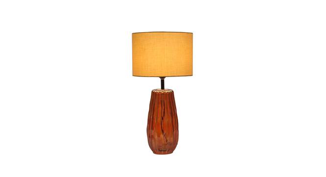 Crane Beige Iron & Cloth Shade Table Lamp with Glass Base (Orange) by Urban Ladder - Front View Design 1 - 625581