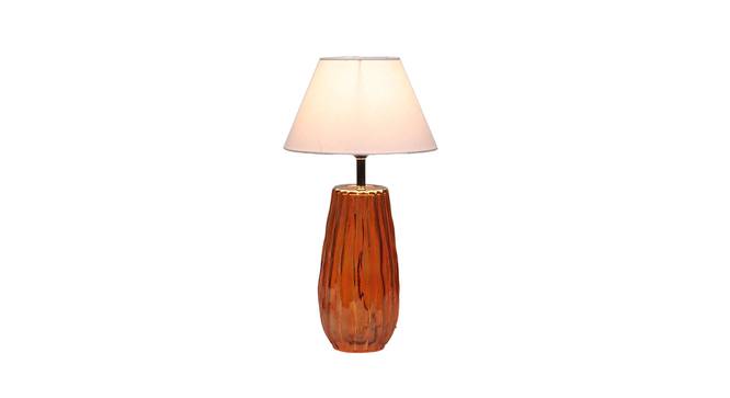 Falcon White Iron & Cloth Shade Table Lamp with Glass Base (Orange) by Urban Ladder - Front View Design 1 - 625582
