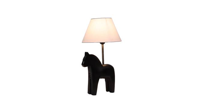 Spring Grey Iron & Cloth Shade Table Lamp with Wooden Base (Black) by Urban Ladder - Front View Design 1 - 625585