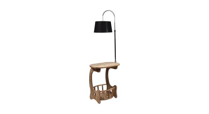 Tierra Black Iron & Cloth Shade Floor Lamp with Wooden Base (Brown) by Urban Ladder - Front View Design 1 - 625586