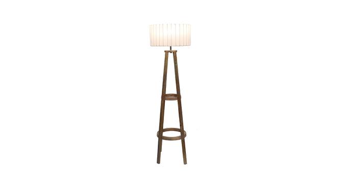 Finch White Iron & Cloth Shade Floor Lamp with Wooden Base (Brown) by Urban Ladder - Front View Design 1 - 625590