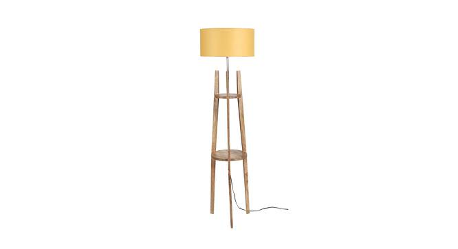 Shale Beige Iron & Cloth Shade Floor Lamp with Wooden Base (Brown) by Urban Ladder - Front View Design 1 - 625591