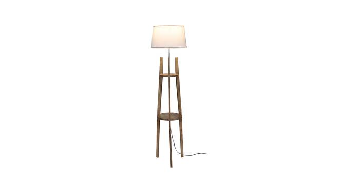 Garnet White Iron & Cloth Shade Floor Lamp with Wooden Base (Brown) by Urban Ladder - Front View Design 1 - 625592