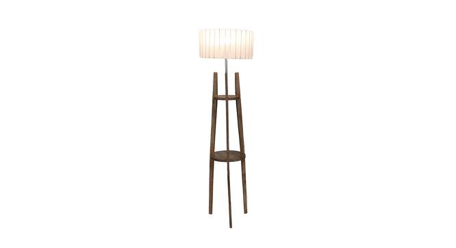 Tempest White Iron & Cloth Shade Floor Lamp with Wooden Base (Brown) by Urban Ladder - Front View Design 1 - 625593