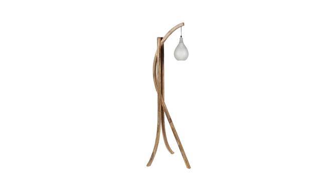 Valerian Clear Glass Shade Floor Lamp with Wooden Base (Brown) by Urban Ladder - Front View Design 1 - 625594