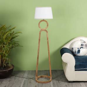 Cloth Hanger Design Don White Iron & Cloth Shade Floor Lamp with Wooden Base (Brown)