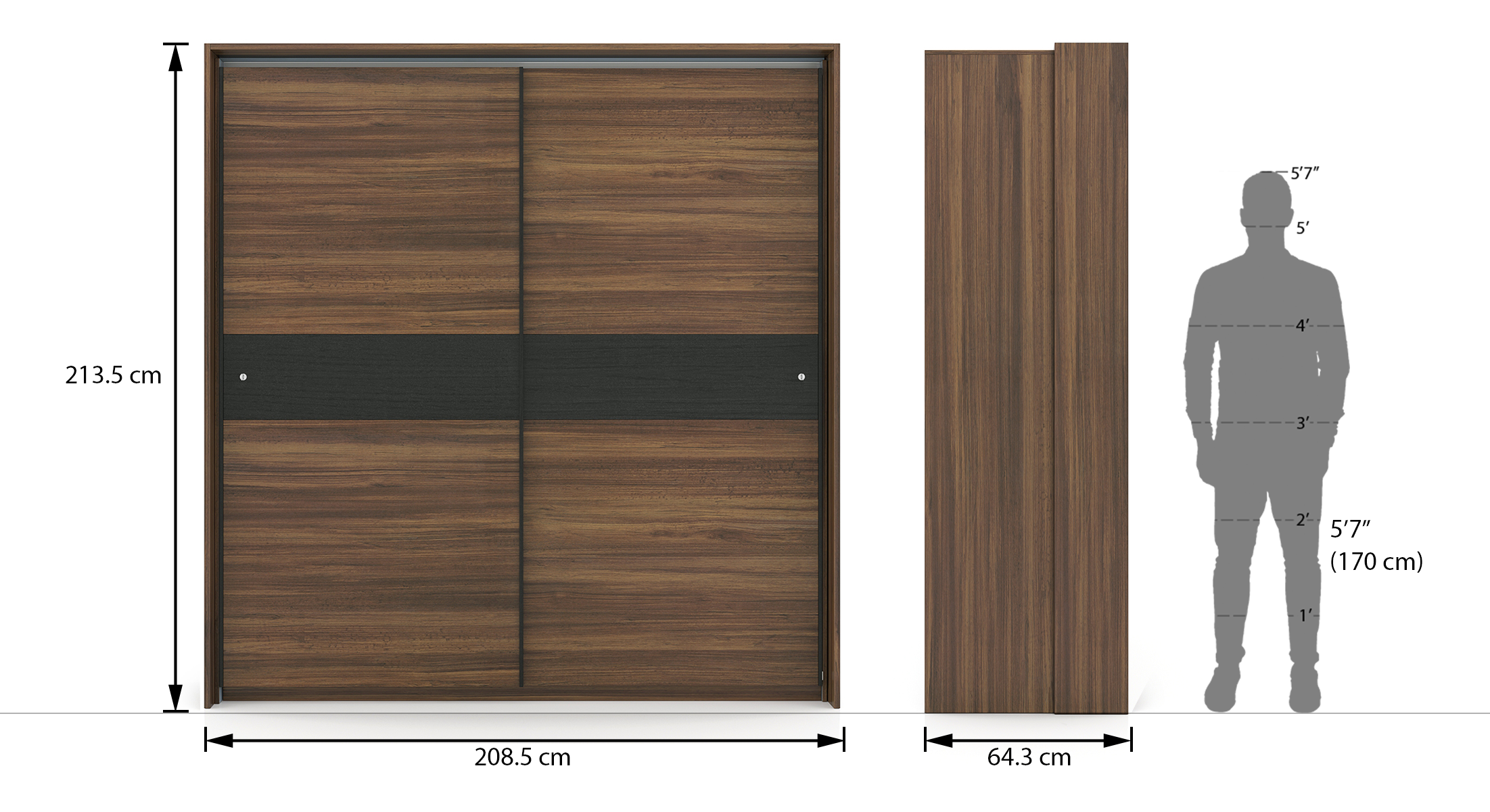 Avalon Engineered Wood Sliding Door Wardrobe in Chocolate Oak And