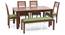 Brighton Large - Zella 6 Seater Dining Table Set (With Upholstered Bench) (Teak Finish, Avocado Green) by Urban Ladder