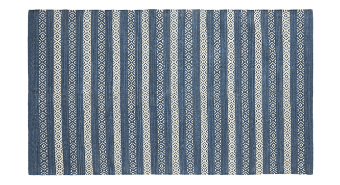 Jude Blue Striped Cotton 3x5 Ft Dhurrie (Multicoloured) by Urban Ladder - Cross View Design 1 - 629804