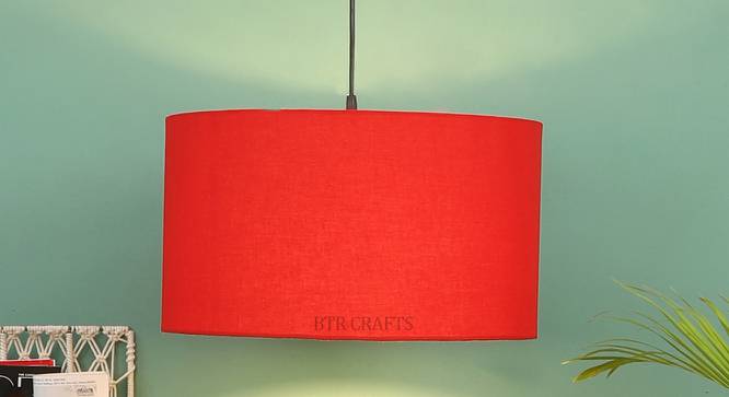 Lawrence Red Cotton Hanging Light (Red) by Urban Ladder - Design 1 Side View - 630150