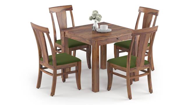 Arabia - Fabio Solid Wood 4 Seater Dining Table with Set of 4 Chairs (Teak Finish, Matty Olive) by Urban Ladder - Front View Design 1 - 631198