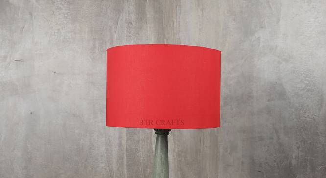 Edith Drum Shaped Cotton Lamp Shade in Red Colour (Red) by Urban Ladder - Front View Design 1 - 631632