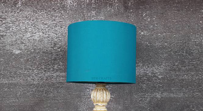 Maci Drum Shaped Cotton Lamp Shade in Blue Colour (Blue) by Urban Ladder - Front View Design 1 - 631890