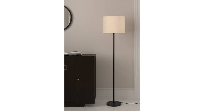 Tom Off White Shade Floor Lamp With Black Metal Base (Polished Black) by Urban Ladder - Design 1 Side View - 632127