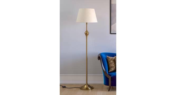 Amy Off White Shade Floor Lamp With Gold Metal Base (Brass Antique) by Urban Ladder - Design 1 Side View - 632133