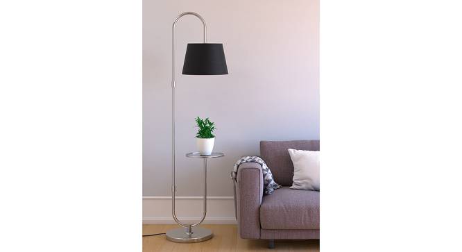 Jo Black Shade Floor Lamp With Silver Metal Base (Nickel) by Urban Ladder - Design 1 Side View - 632142