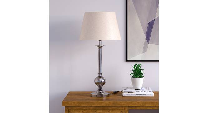 Meg Off White Shade Table Lamp With Silver Metal Base (Nickel) by Urban Ladder - Design 1 Side View - 632200