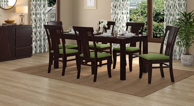 Fabio Solid Wood Dining Chair - Set of 2 (Mahogany Finish, Matty Olive) by Urban Ladder - Full View Design 1 - 632635