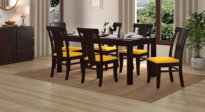 Fabio Solid Wood Dining Chair - Set of 2 (Mahogany Finish, Matty Yellow) by Urban Ladder - Full View - 632637