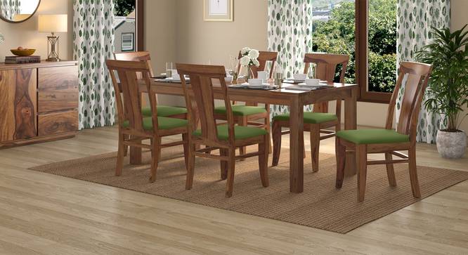 Fabio Solid Wood Dining Chair - Set of 2 (Teak Finish, Matty Olive) by Urban Ladder - Full View - 632639