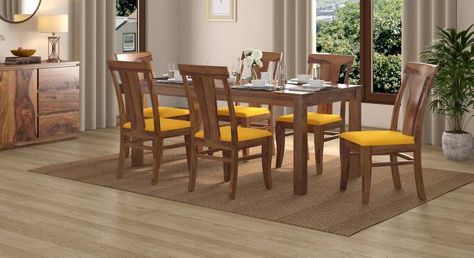 Fabio Solid Wood Dining Chair - Set of 2 (Teak Finish, Matty Yellow) by Urban Ladder - Full View - 632640