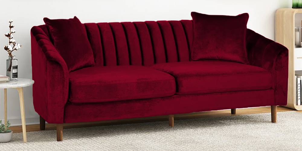 Mid Century Fabric Sofa (Maroon) by Urban Ladder - - 