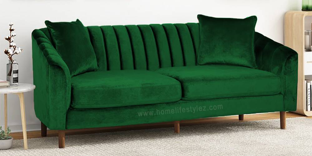 Mid Century Fabric Sofa (Green) by Urban Ladder - - 