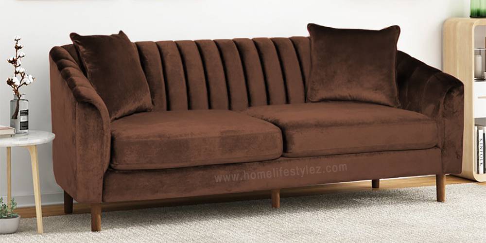 Mid Century Fabric Sofa (Brown Velvet) by Urban Ladder - - 