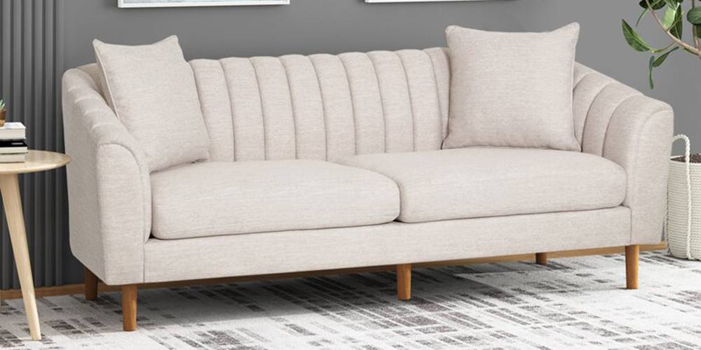 Mid Century Fabric Sofa (Beige) by Urban Ladder - - 
