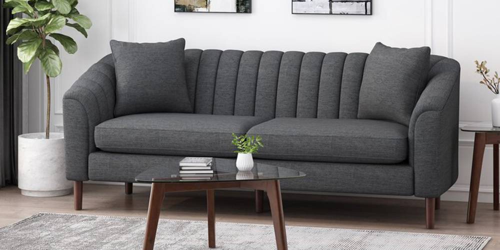 Mid Century Fabric Sofa (Dark Grey) by Urban Ladder - - 