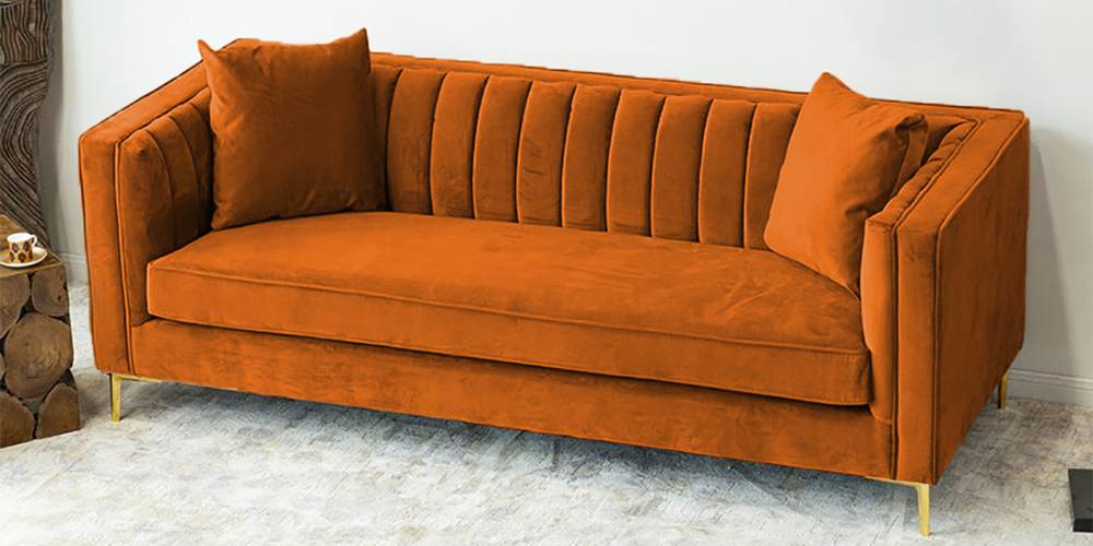 Tuxedo Fabric Sofa (Orange) by Urban Ladder - - 