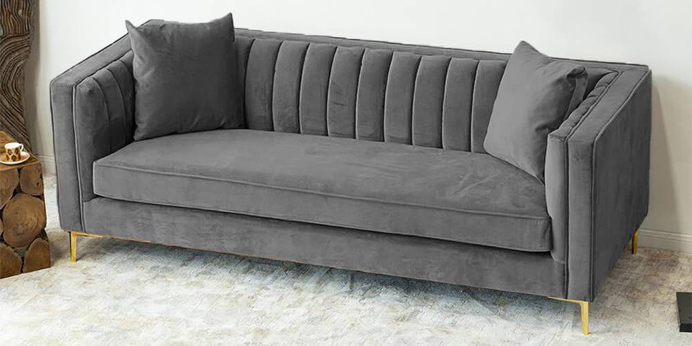 Tuxedo Fabric Sofa (Dark Grey) by Urban Ladder - - 