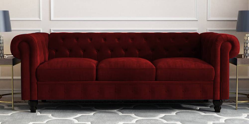 Azure Fabric Sofa (Maroon) by Urban Ladder - - 