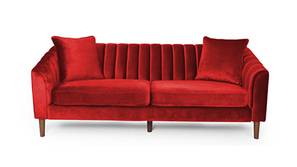 Mid Century Fabric Sofa (Red Velvet)